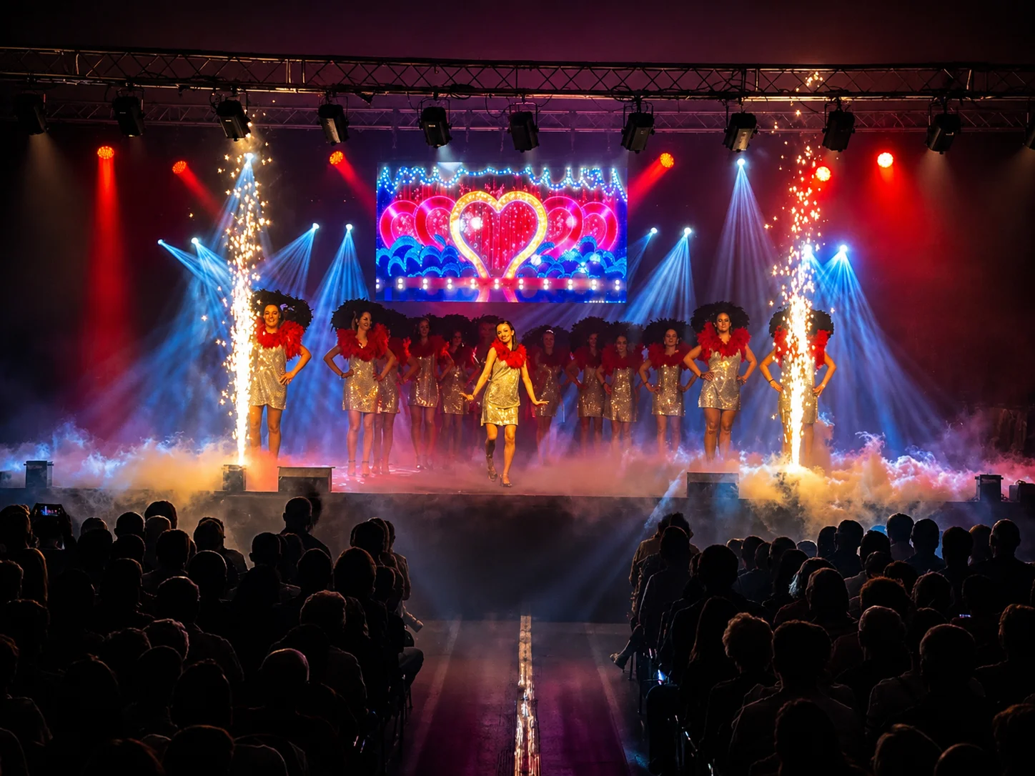 Spectacle cabaret avec jets d'étincelles — prestation Upsilive à Arras